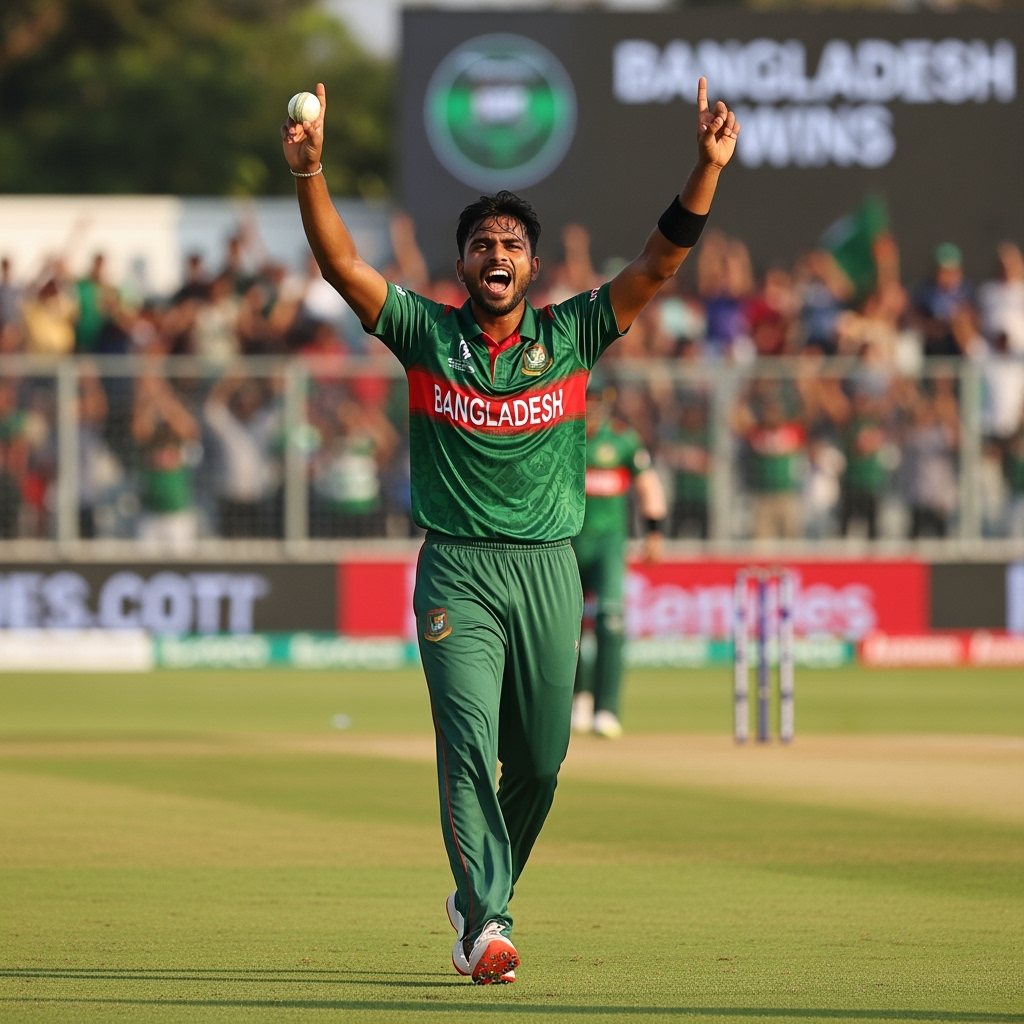 Illustration for: Nasum Ahmed Shines as Bangladesh Secures Victory