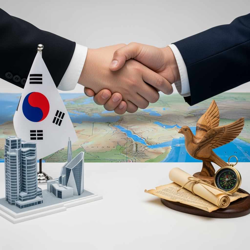 Illustration for: South Korea's Role in Middle East Peace Efforts