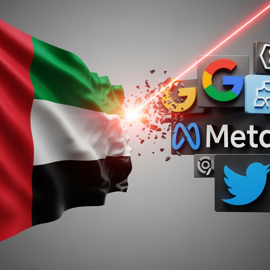 Illustration for: UAE vs Big Tech: An Ongoing Battle