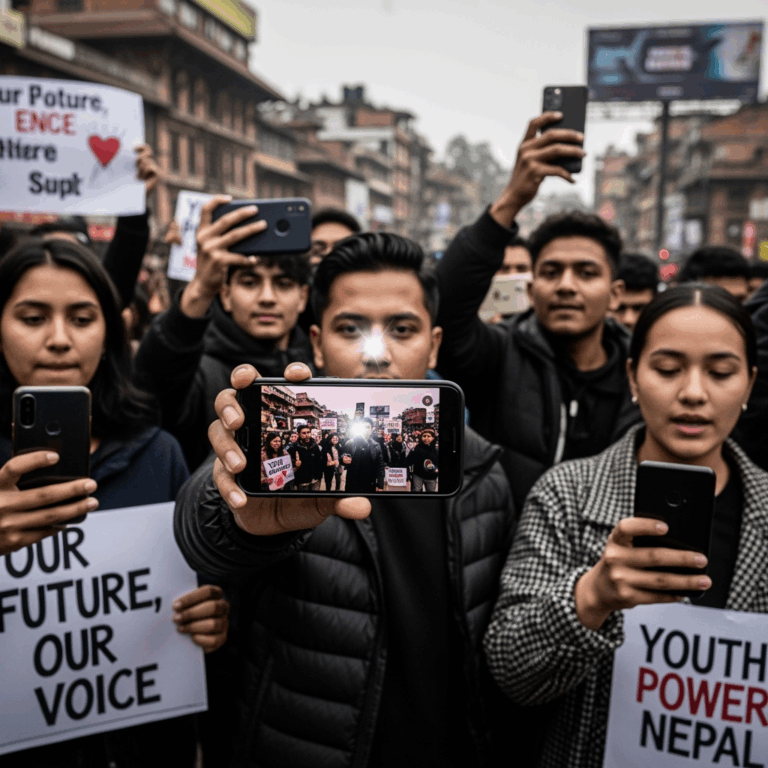 Illustration for: Nepal Gen Z Protests: Viral Videos and Impact