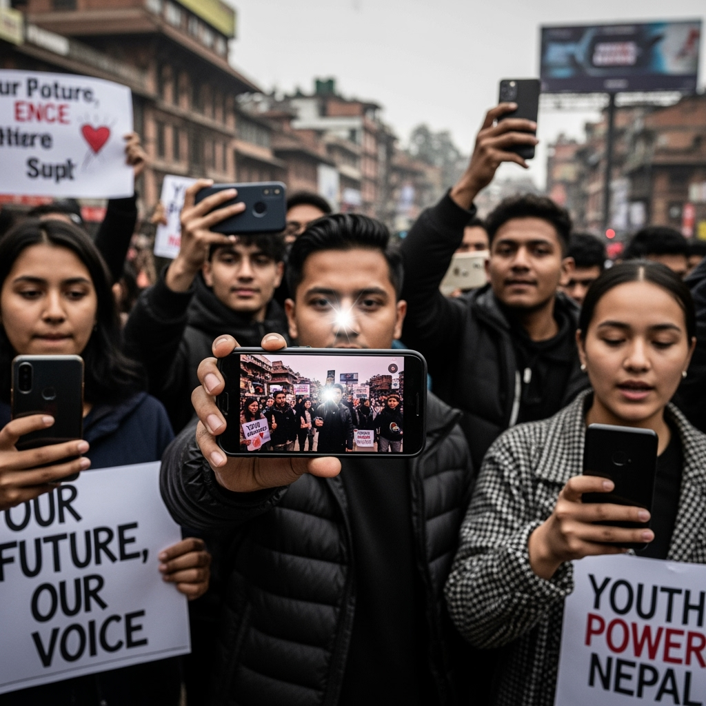 Illustration for: Nepal Gen Z Protests: Viral Videos and Impact