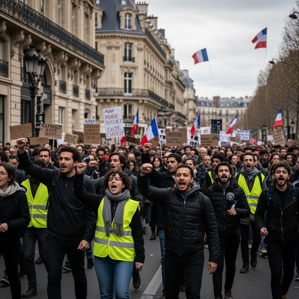 Illustration for: France Protests: Nationwide Unrest Over Budget Cuts