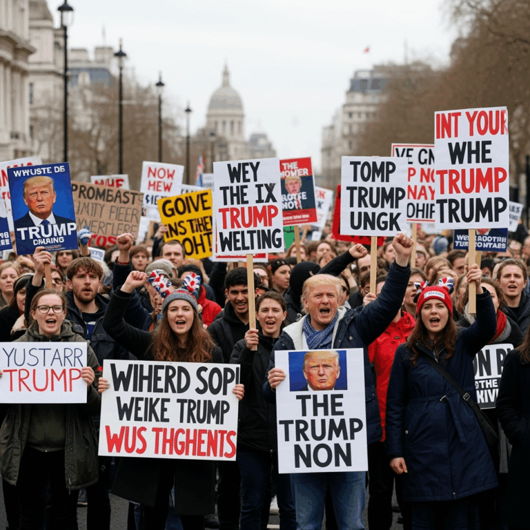 Illustration for: Protesters Rally Against Trump in London