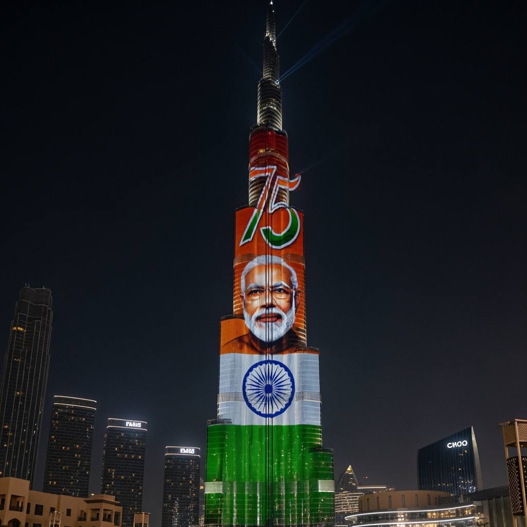 Illustration for: Burj Khalifa Honors Modi's 75th Birthday