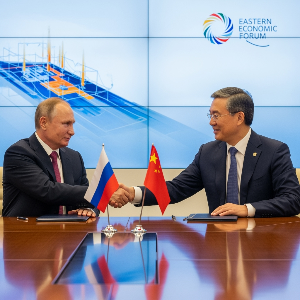Illustration for: Russia's Strategic Gas Agreement at Eastern Forum