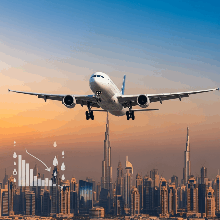 Illustration for: UAE Airfares Hit Annual Lows Amid Oil Price Drop
