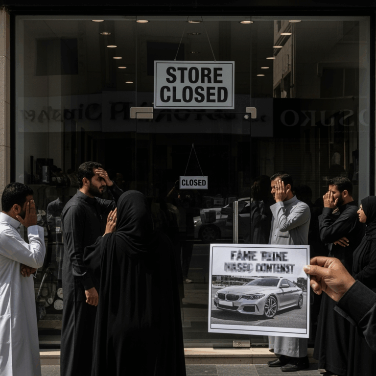 Illustration for: Saudi Store Shut for Fake Luxury Car Contest