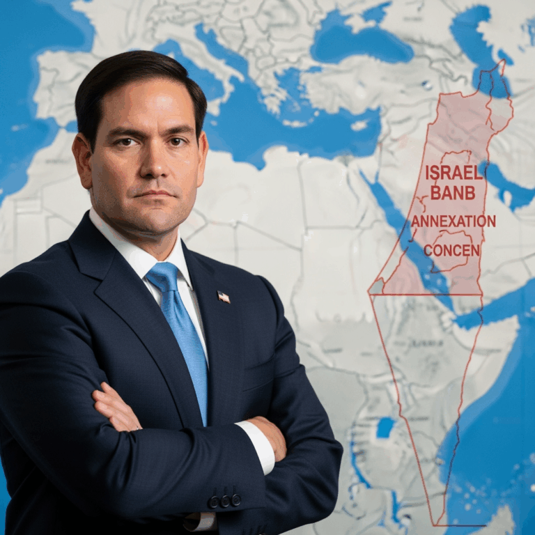 Illustration for: Rubio's Support for Israel Amid Annexation Concerns