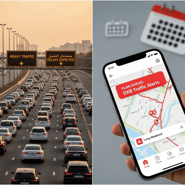 Illustration for: Plan Ahead: DXB Traffic Alerts for Long Weekend