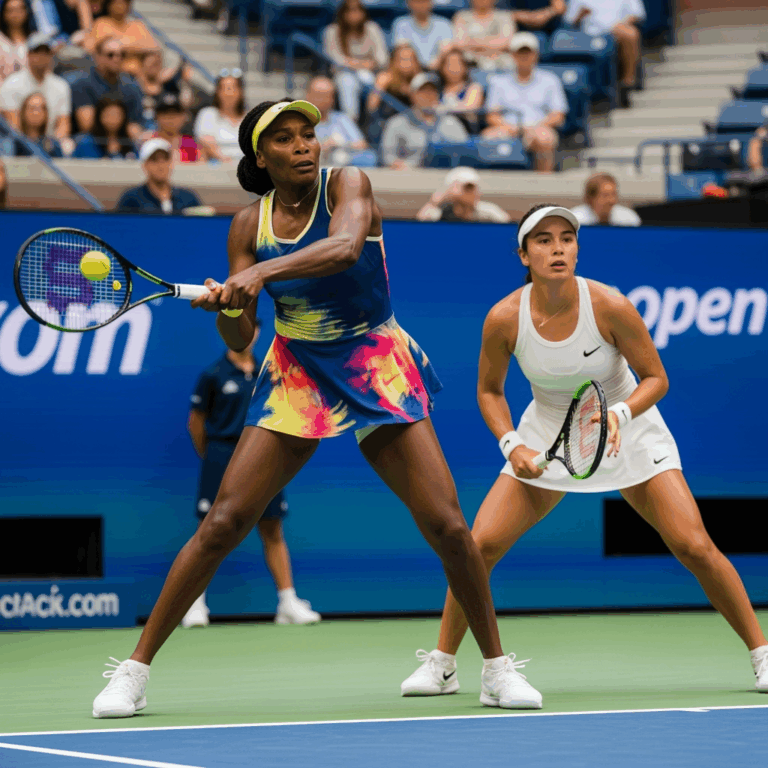 Illustration for: Venus and Fernandez Advance in US Open Doubles