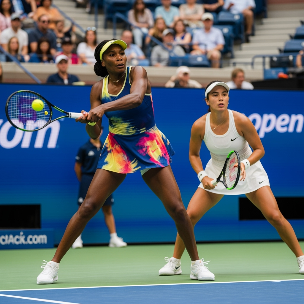 Illustration for: Venus and Fernandez Advance in US Open Doubles