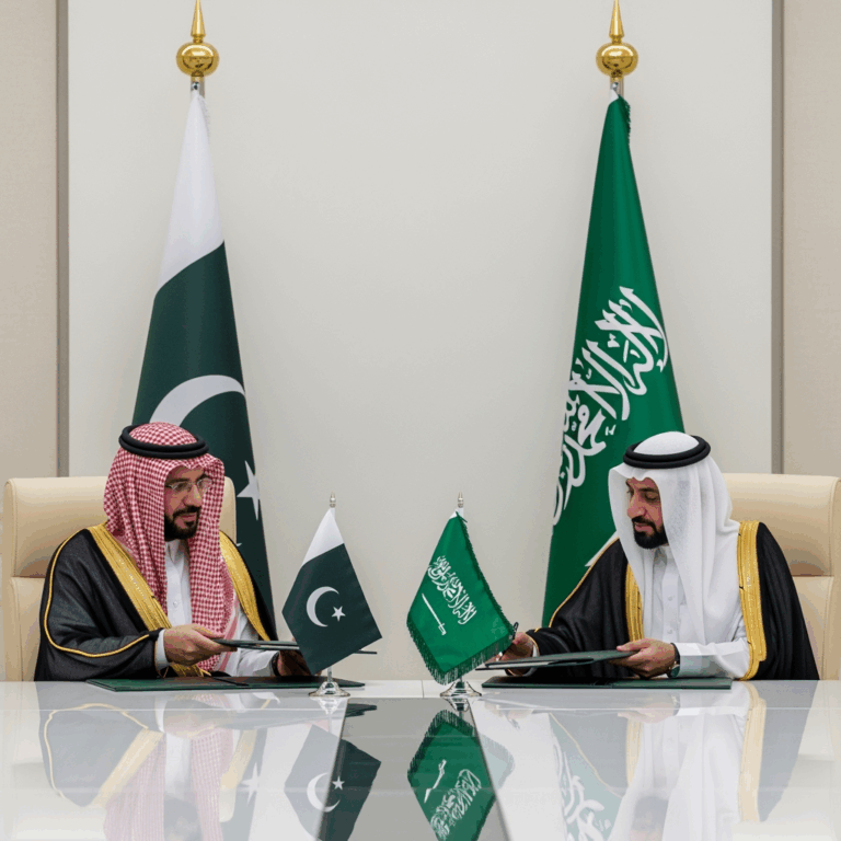 Illustration for: Pakistan and Saudi Arabia Sign Strategic Defense Agreement