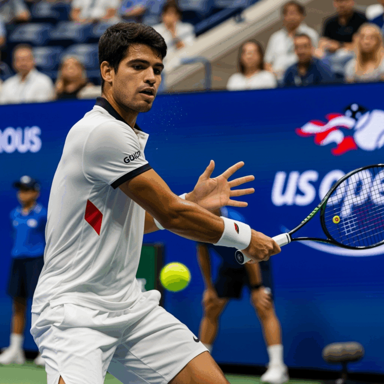 Illustration for: Alcaraz Dominates into US Open Semifinals