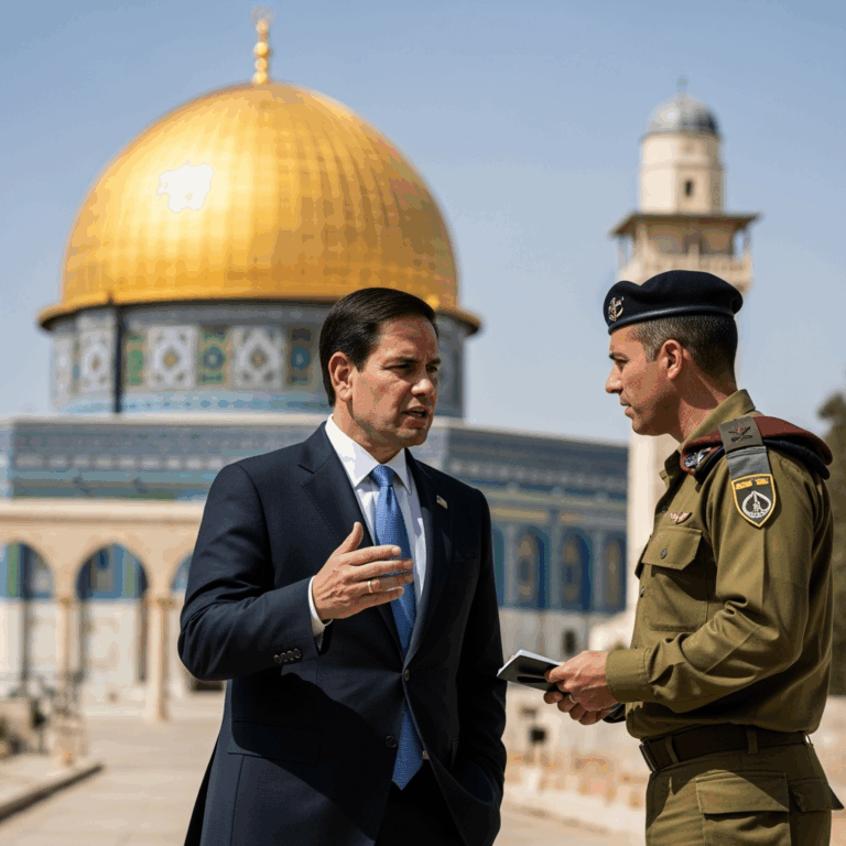 Illustration for: Marco Rubio Visits Israel to Discuss Gaza and Annexation
