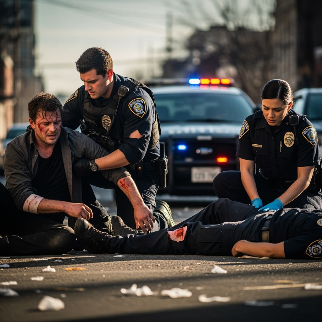 Illustration for: Shooter Killed and Officers Injured in Incident