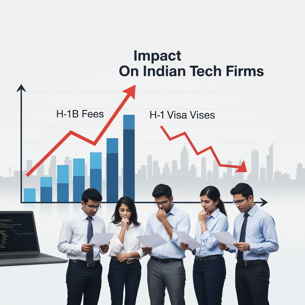Illustration for: H-1B Visa Fee Hike Impacts Indian Tech Firms