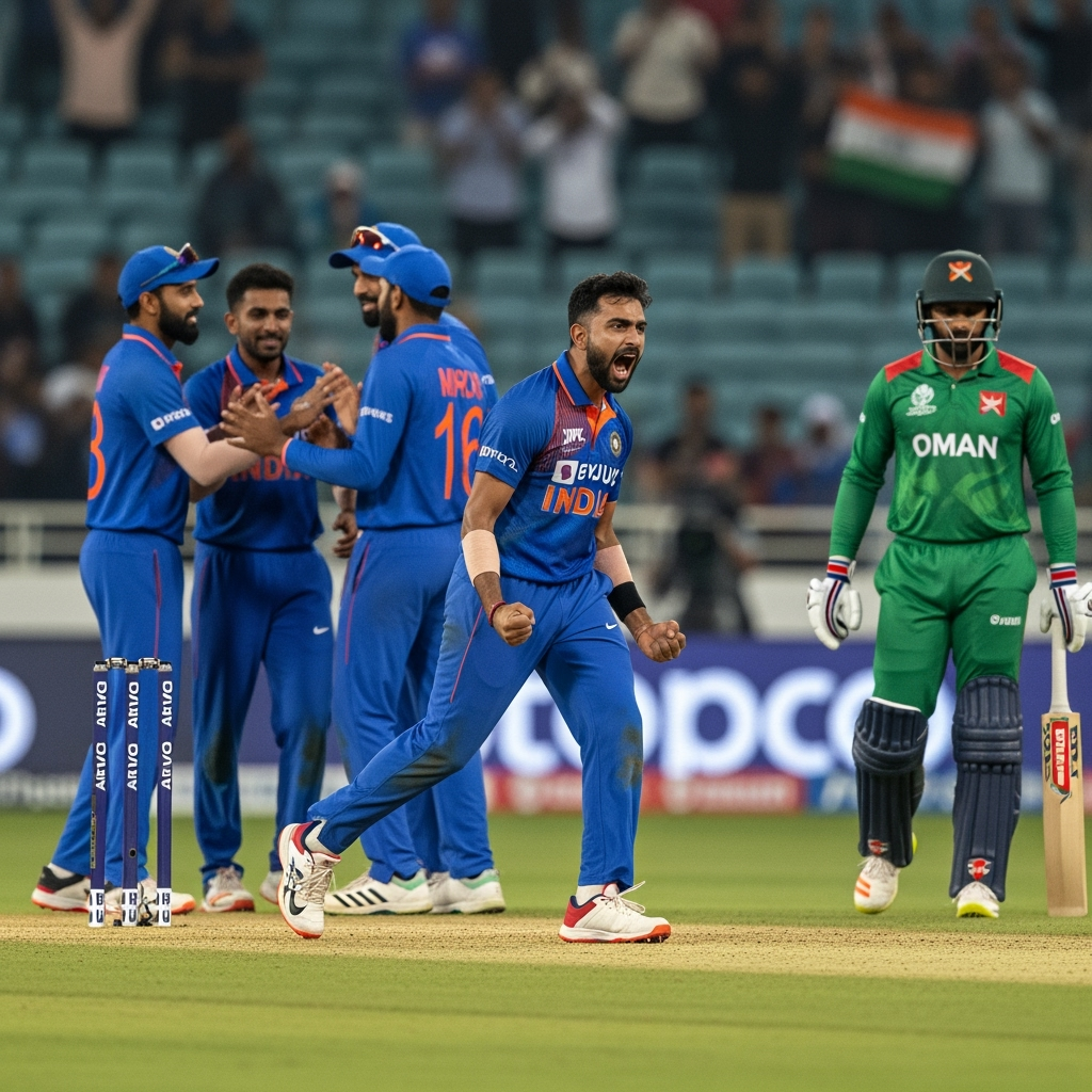 Illustration for: India Triumphs Over Oman in Asia Cup Warm-Up