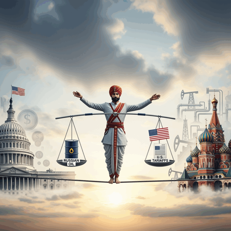 Illustration for: India's Stance on U.S. Tariffs and Russian Oil