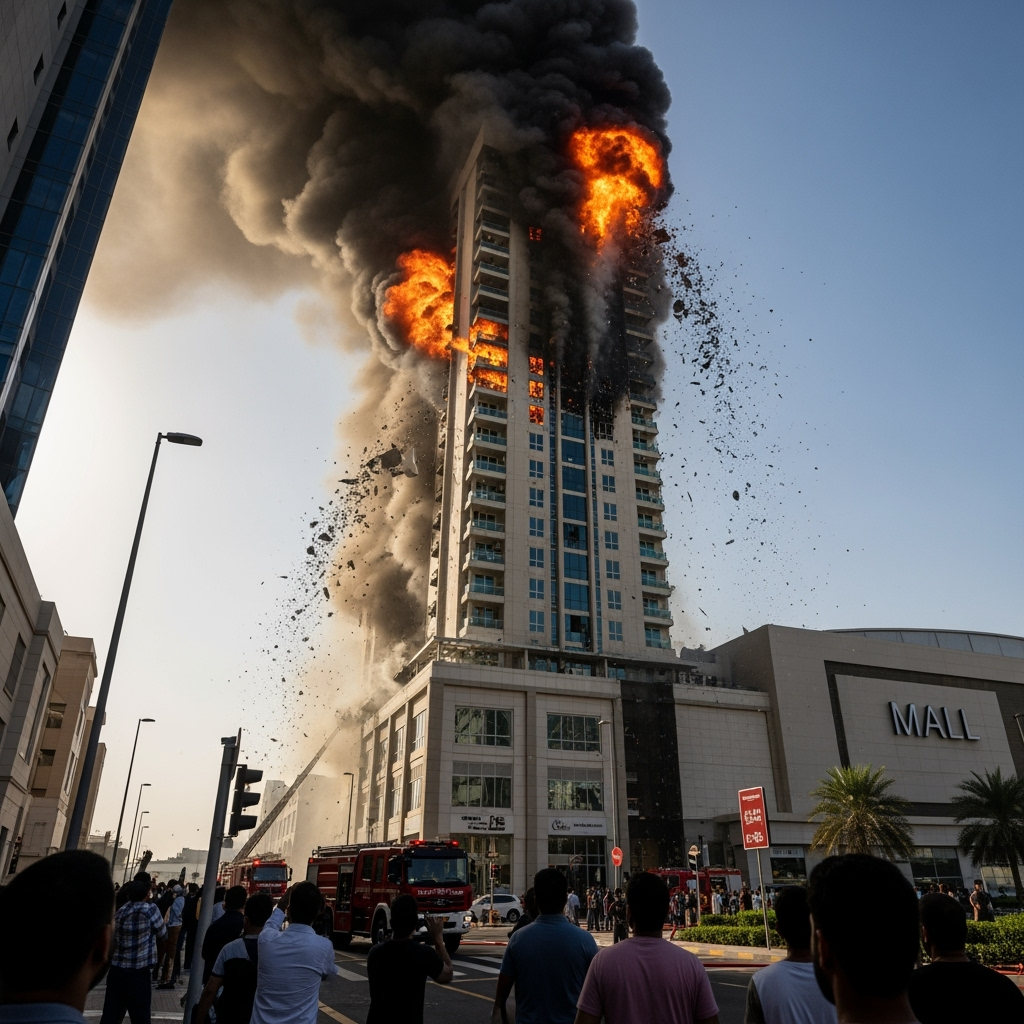 Illustration for: Fire Erupts in Al Barsha High-Rise Near Mall