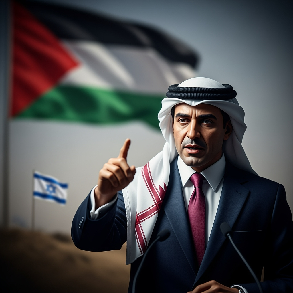 Illustration for: Qatari PM Calls for Action Against Israel