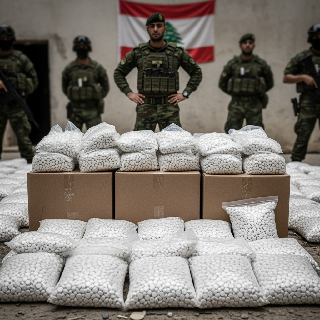 Illustration for: Lebanese Army Seizes 64 Million Captagon Pills