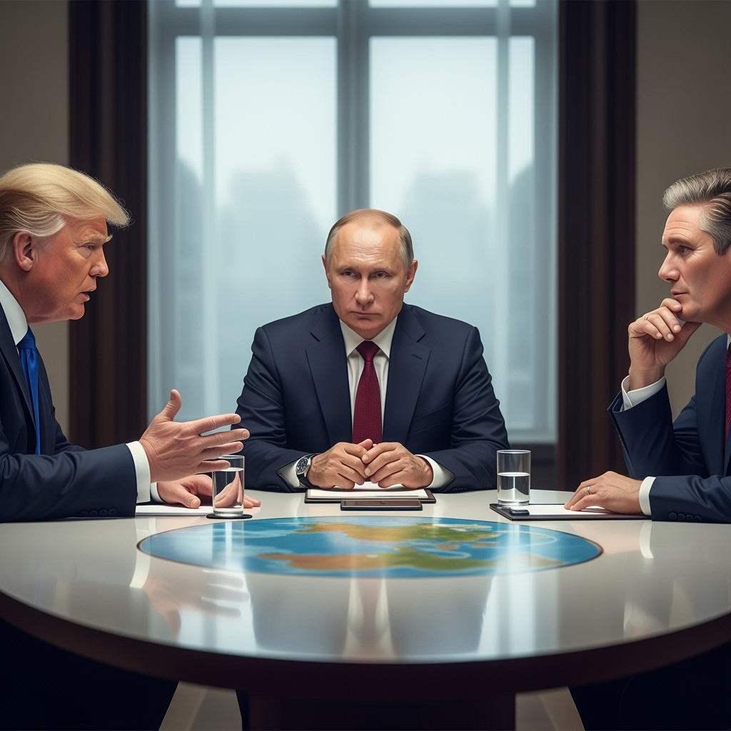 Illustration for: Trump and Starmer Discuss Peace Efforts with Russia