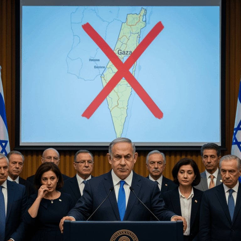 Illustration for: Condemnation of Netanyahu's Call for Gaza Displacement