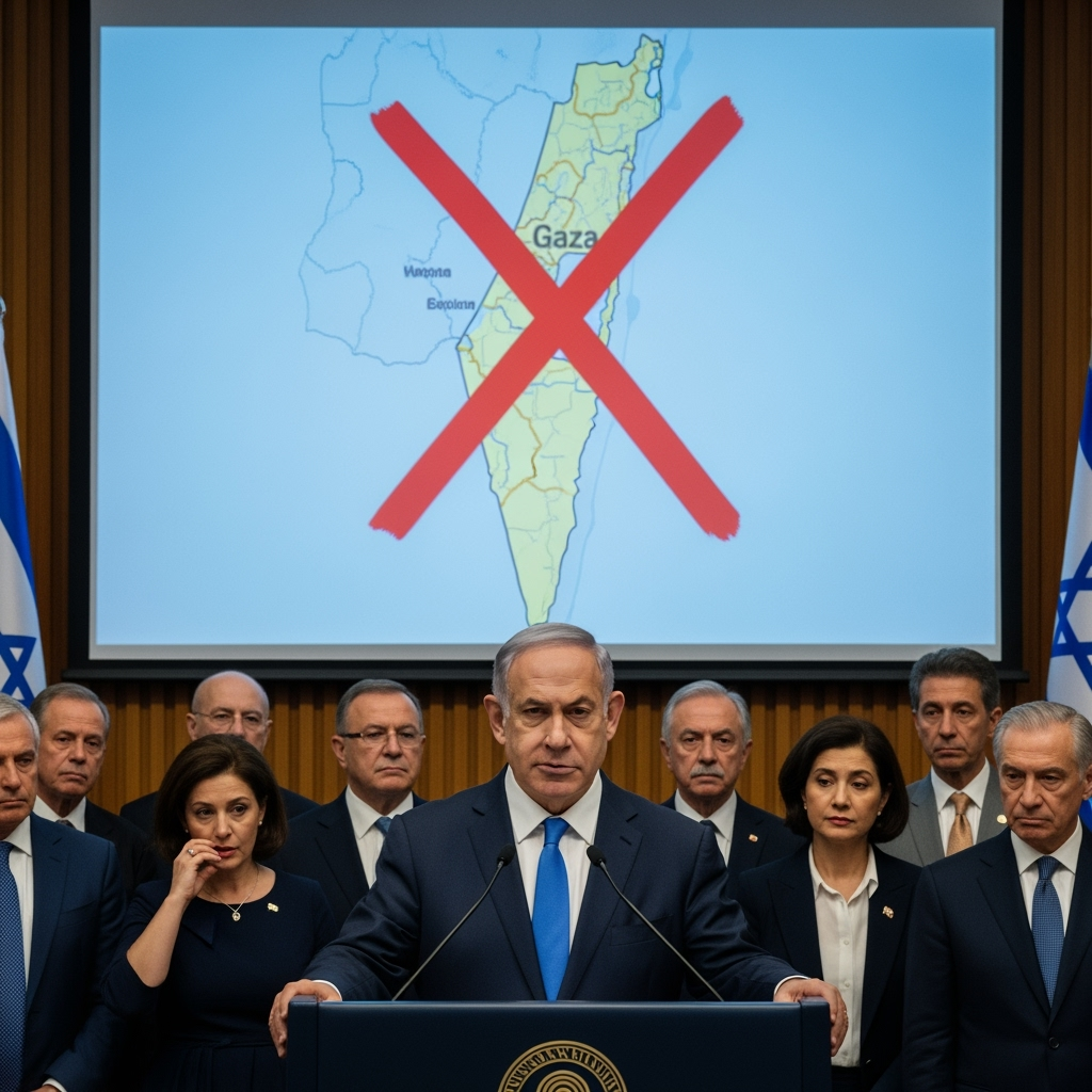 Illustration for: Condemnation of Netanyahu's Call for Gaza Displacement
