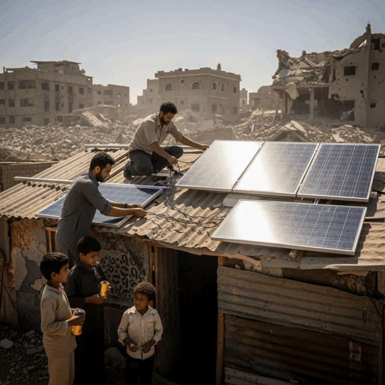 Illustration for: Yemen's Shift to Solar Energy Amid Crisis
