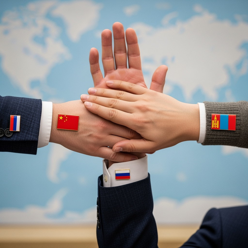 Illustration for: Russia Seeks Multilateral Relations with China and Mongolia