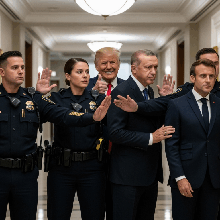 Illustration for: US Police Halt Erdoğan and Macron for Trump