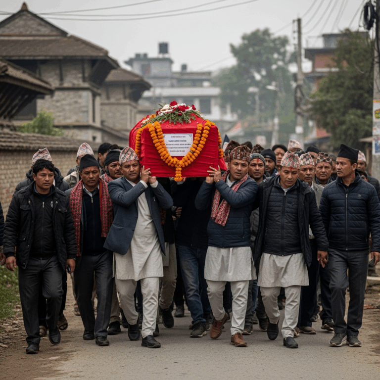 Illustration for: Funerals Held for Victims of Nepal Protests