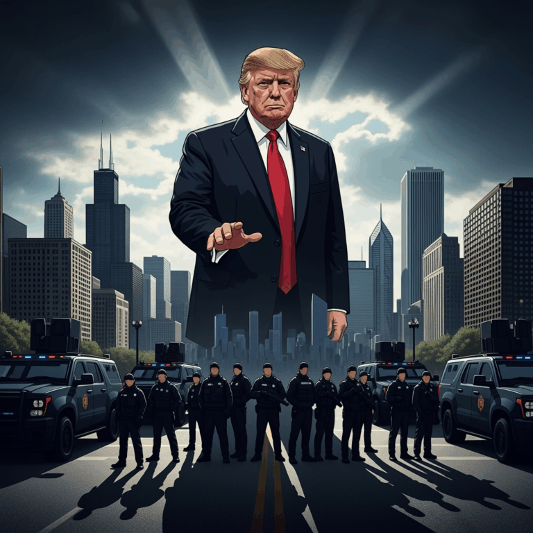 Illustration for: Trump's Federal Control Measures in Chicago