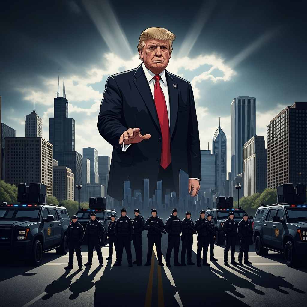 Illustration for: Trump's Federal Control Measures in Chicago