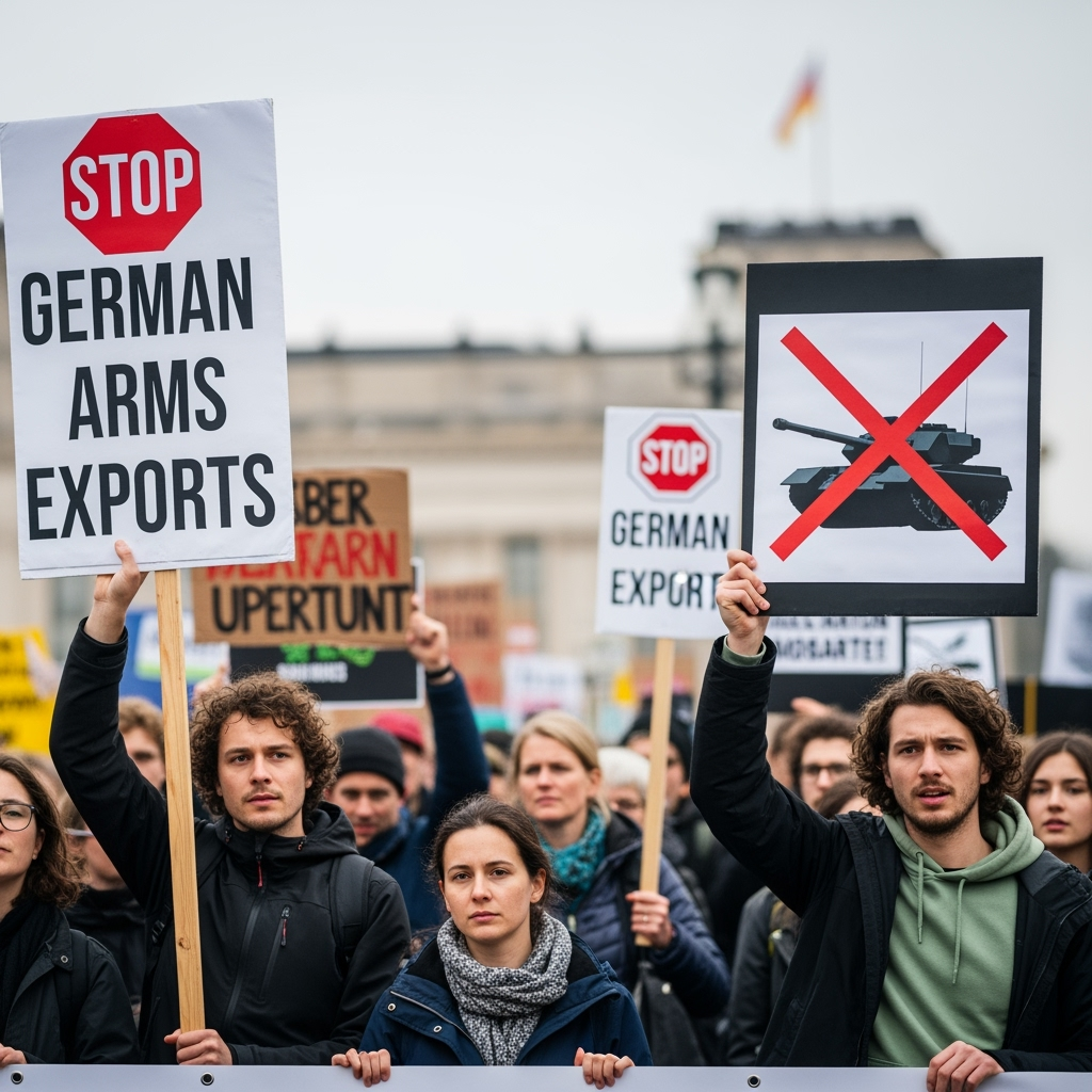 Illustration for: Protest Against German Arms Policy