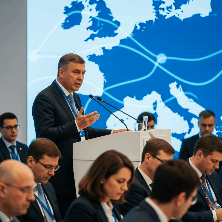 Illustration for: Kobyakov Discusses Europe's Future at Economic Forum