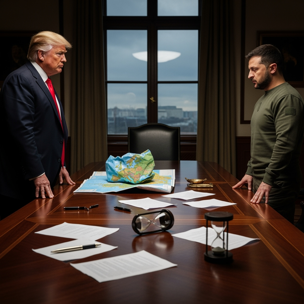 Illustration for: Trump and Zelensky Meeting Attempts Unsuccessful