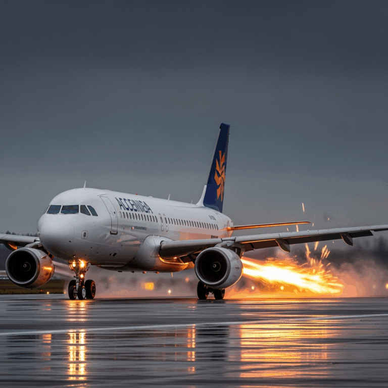 Illustration for: Airbus Aborts Takeoff Due to Fire Flash