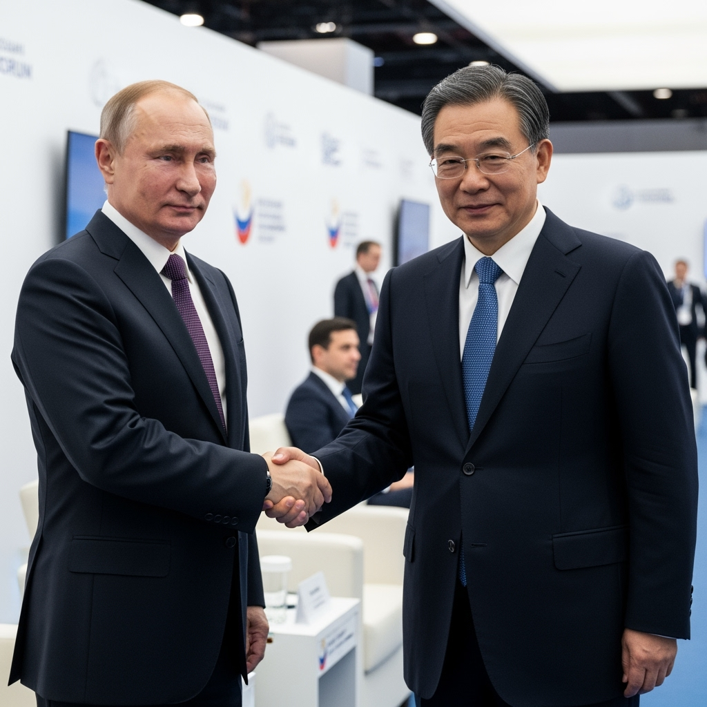 Illustration for: Putin Meets with Chinese Official at Economic Forum