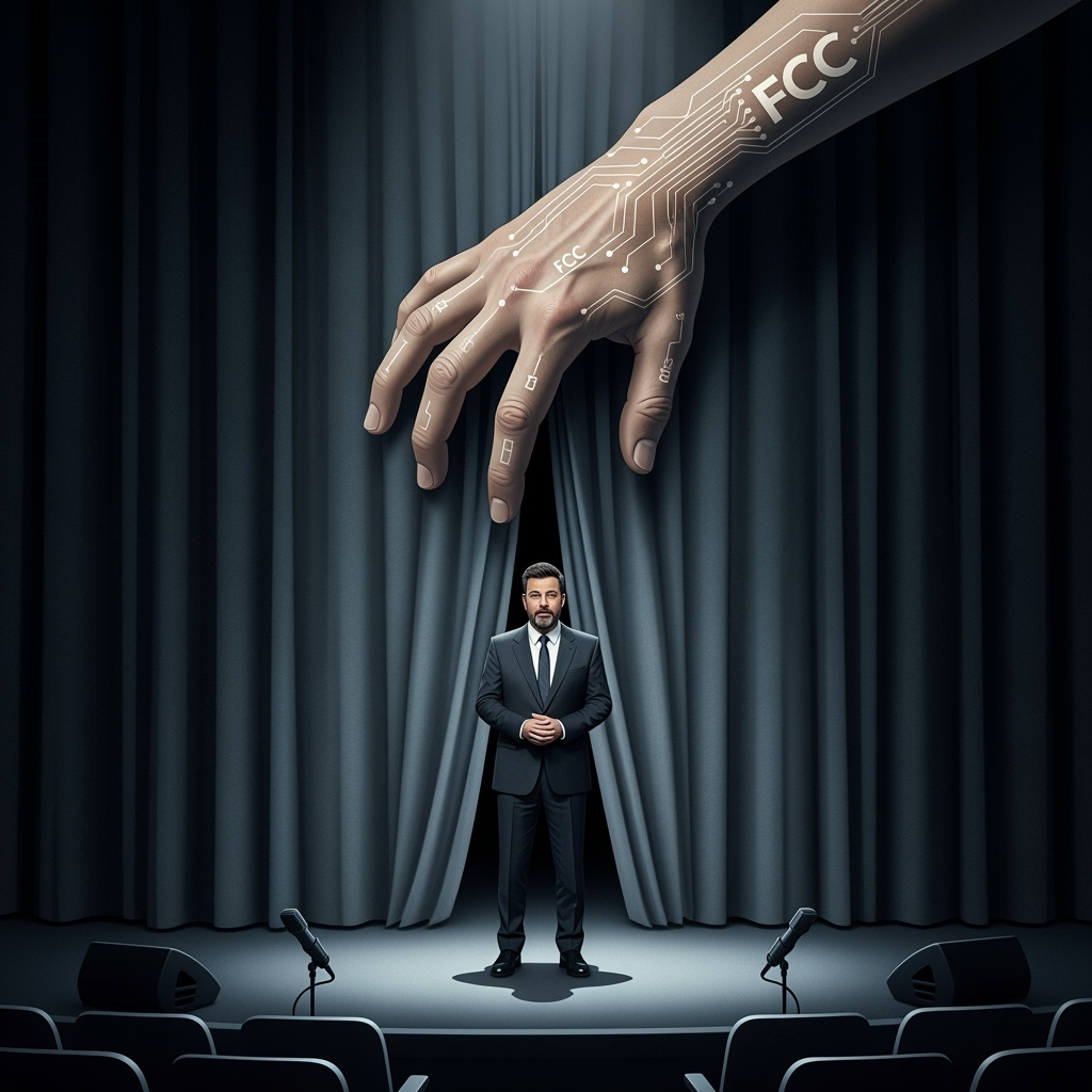 Illustration for: Jimmy Kimmel's Show Pulled Amid FCC Threats