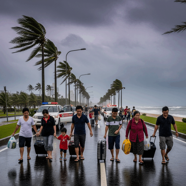 Illustration for: Evacuations Ordered as Super Typhoon Approaches