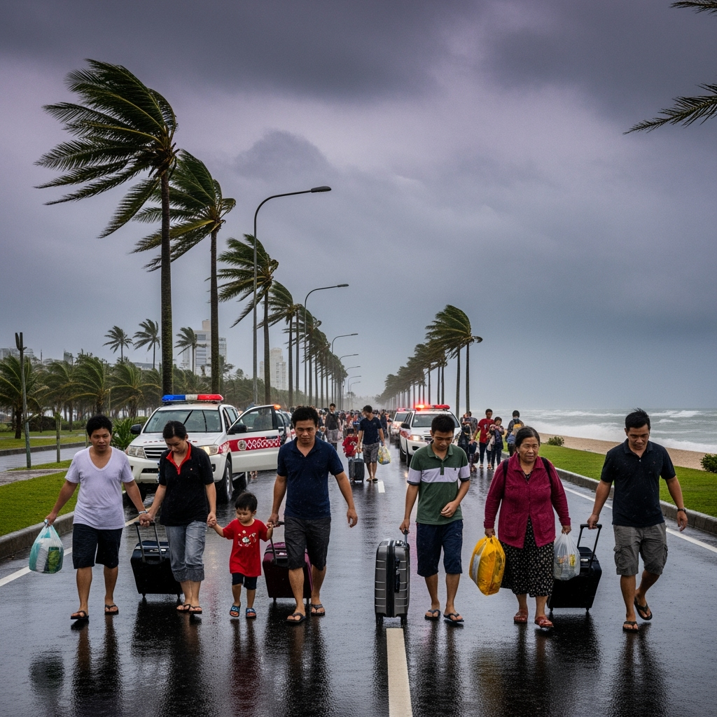 Illustration for: Evacuations Ordered as Super Typhoon Approaches