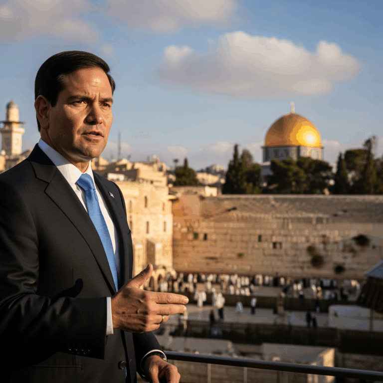 Illustration for: Rubio's Israel Visit Amid Gaza Conflict Tensions