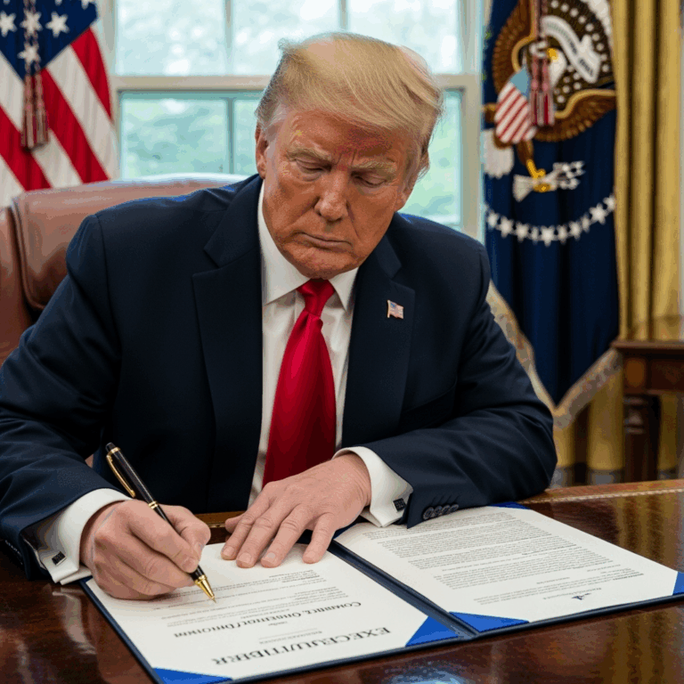 Illustration for: Trump Signs Order Against Domestic Terrorism