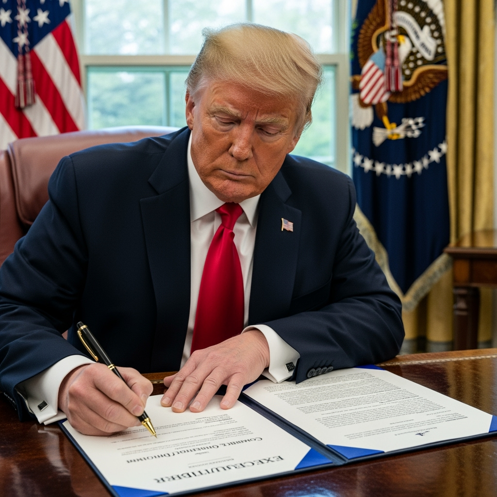 Illustration for: Trump Signs Order Against Domestic Terrorism
