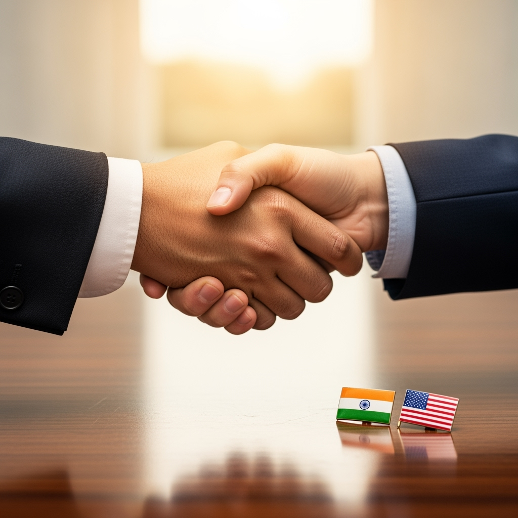 Illustration for: India-US Trade Talks: Positive and Forward-Looking