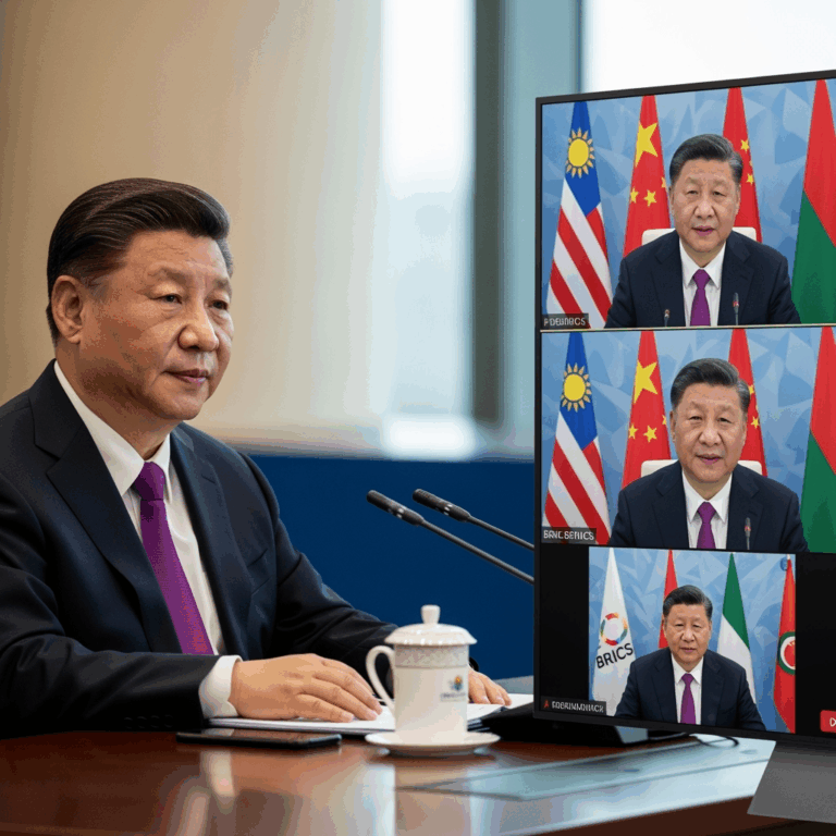 Illustration for: Xi Jinping to Attend BRICS Summit via Video