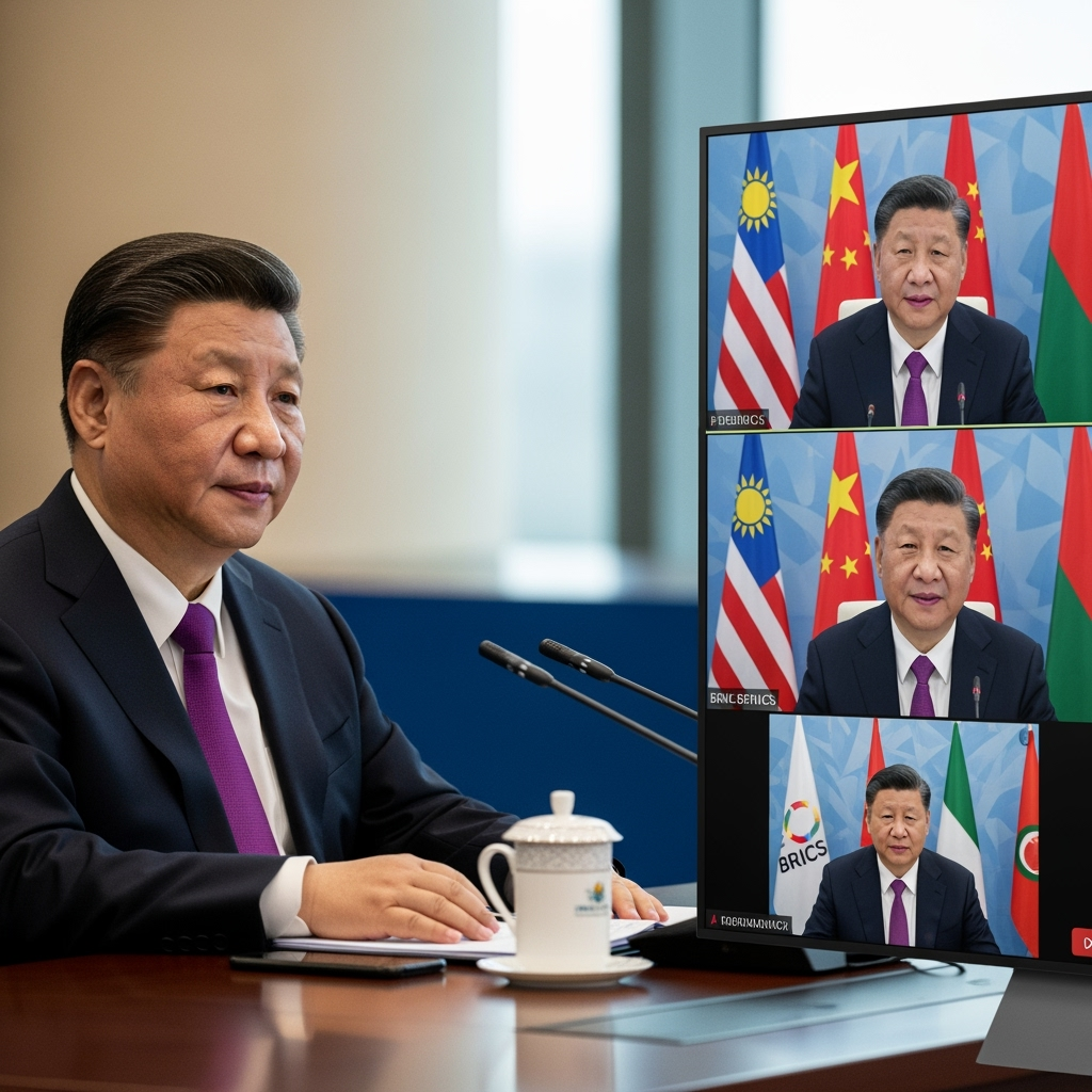Illustration for: Xi Jinping to Attend BRICS Summit via Video
