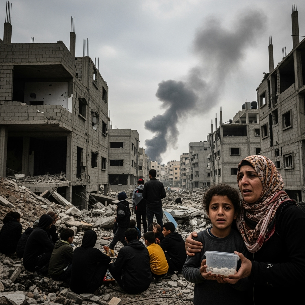 Illustration for: Escalation and Humanitarian Crisis in Gaza