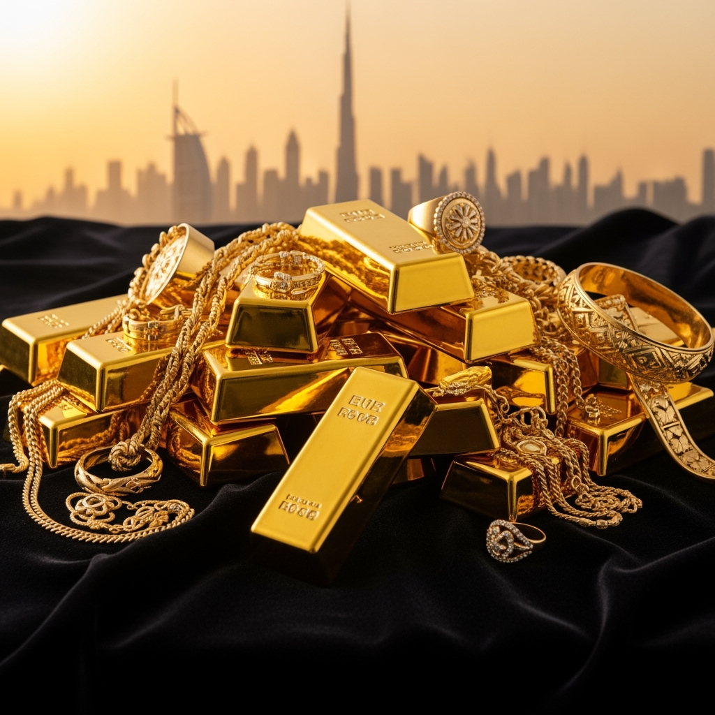Illustration for: Gold Prices in Dubai Dip After Record High